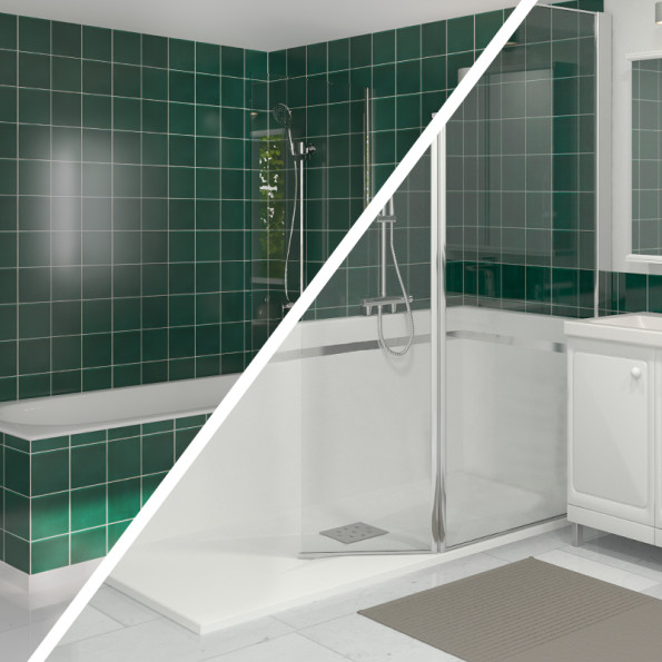 type de baignoire transformé en douche sécurisée 